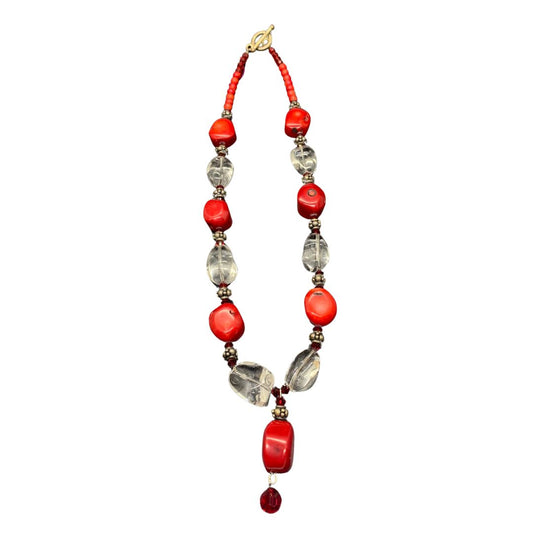 CORAL AND QUARTZ NECKLACE