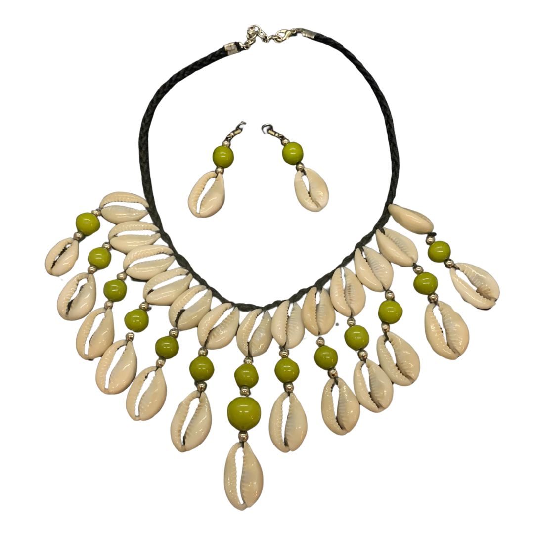 COWRIE NECKLACE AND EARRING SET